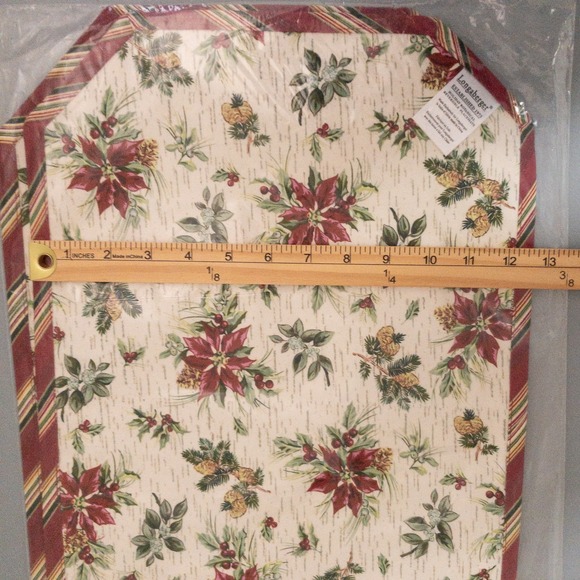 Longaburger Christmas Holiday Botanical Reversible 100% Cotton Placemat 2 Pack - Picture 10 of 10